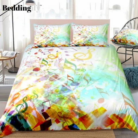 Image of Colorful Musical Notes Bedding Set - Beddingify