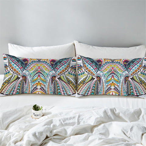 Image of Geometric Pattern Elephant Pillowcase