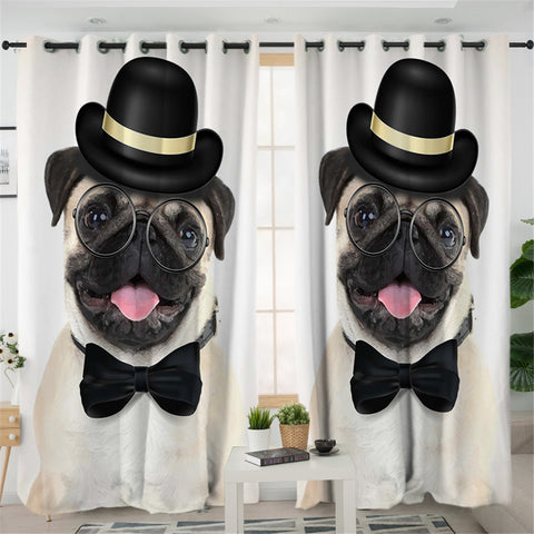 Image of Funny Pug 2 Panel Curtains