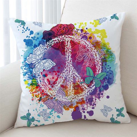 Image of Overrided Peace Multicolor Cushion Cover - Beddingify