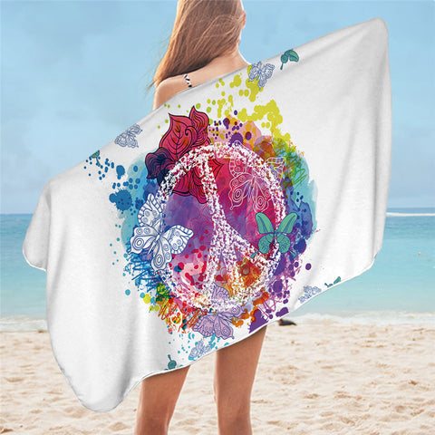 Image of Colorful Peace Sign Bath Towel