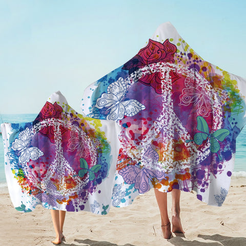 Image of Peace on the Beach Hooded Towel - Beddingify