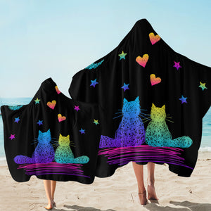 Cat Couple Romantic SW1746 Hooded Towel