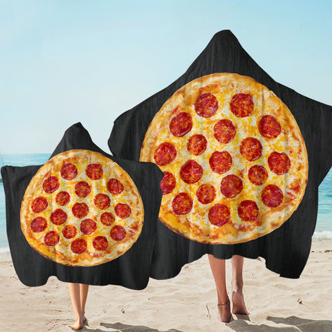 Image of 3D Ham Pizza SW2179 Hooded Towel