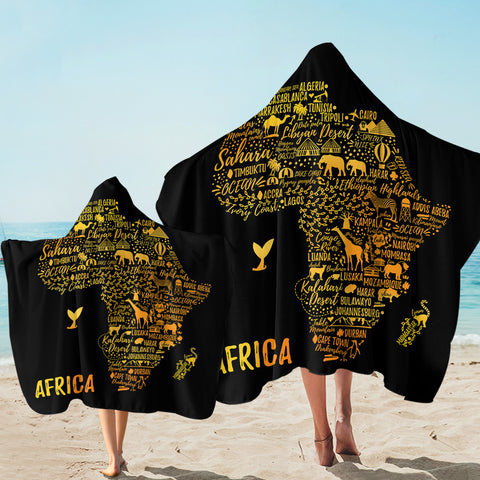 Image of Africa Continent SW1761 Hooded Towel