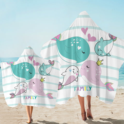 Image of Whale Family SW2428 Hooded Towel