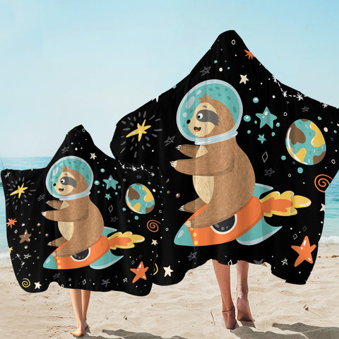 Image of Slothtronaut Space SW1627 Hooded Towel