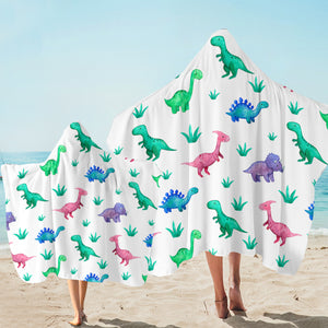 Toy Dinosaurs White SW1745 Hooded Towel