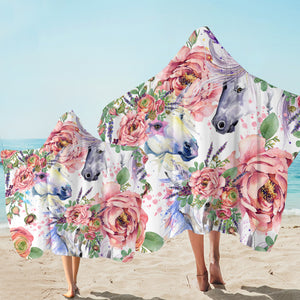 Horse Couple Floral SW1645 Hooded Towel