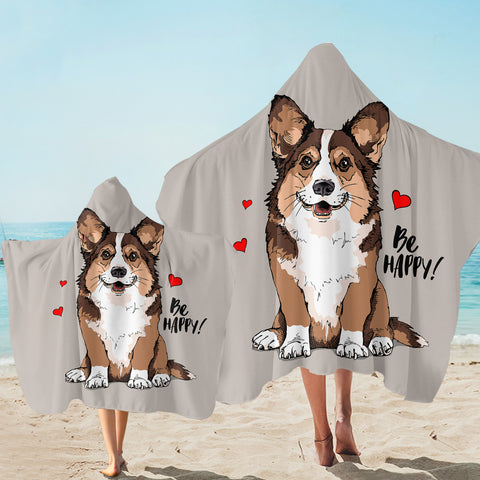 Image of Be Happy Corgi SW2520 Hooded Towel