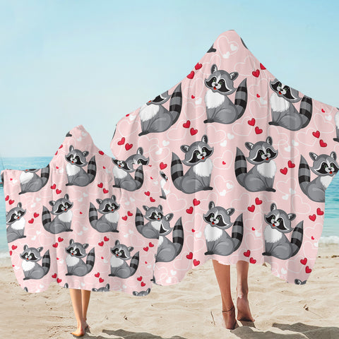 Image of Lovely Racoon Pink SW1674 Hooded Towel