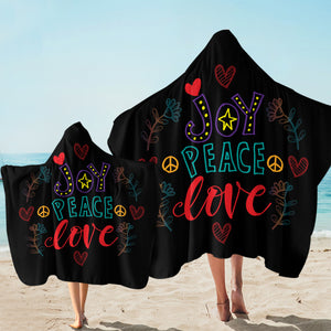 Joy Peace Love SW2180 Hooded Towel