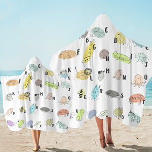 Simple Animal Alphabet SW1708 Hooded Towel