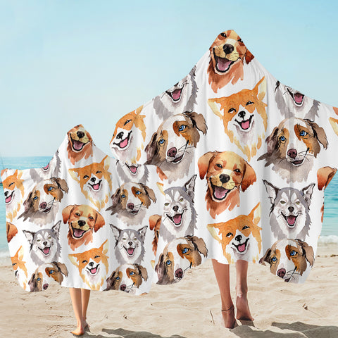 Image of Laughing Doggies White SW1655 Hooded Towel