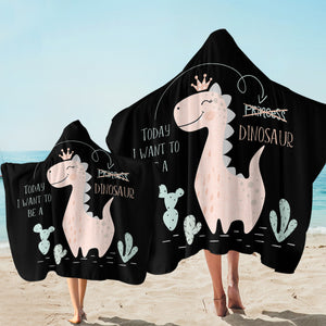 Dino Princess Black SW1747 Hooded Towel