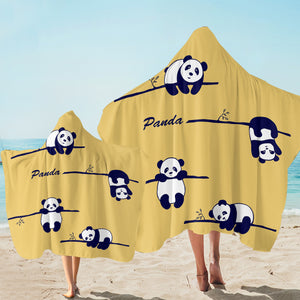 Dangling Pandas Yellow SW1664 Hooded Towel