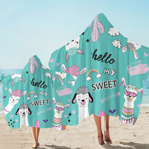 Hello My Sweet Llama SW1665 Hooded Towel