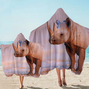 3D Double Horns Rhino SW1634 Hooded Towel