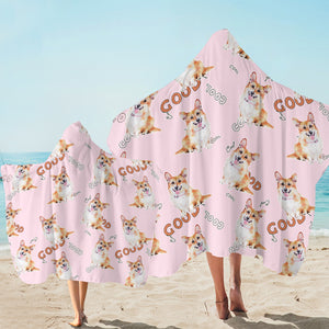 Good Corgi Pink SW1659 Hooded Towel