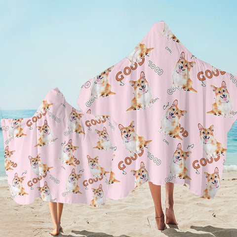 Image of Good Corgi Pink SW1659 Hooded Towel