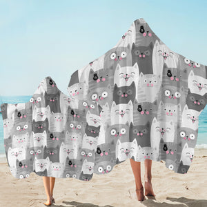 Cartoon Cats SW1889 Hooded Towel