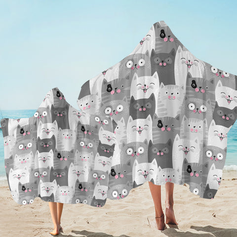 Image of Cartoon Cats SW1889 Hooded Towel