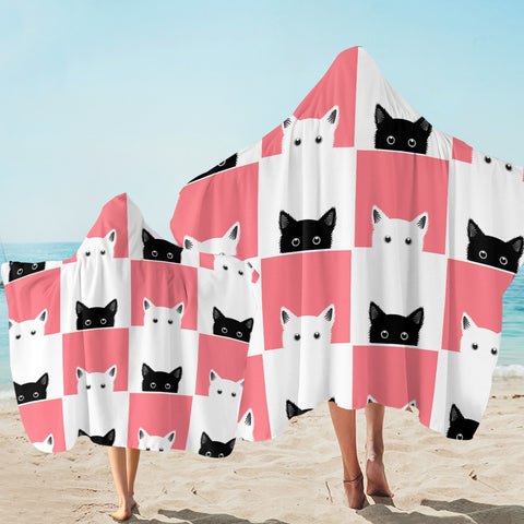 Image of Kitty White & Pink SW1653 Hooded Towel