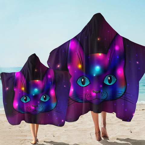 Image of Space Cat Purplish SW1744 Hooded Towel