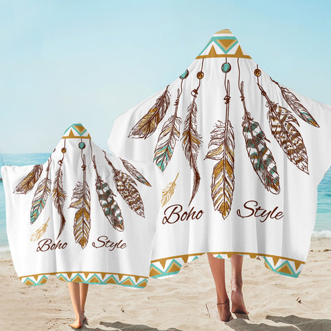 Image of Boho Style Feathers SW1649 Hooded Towel