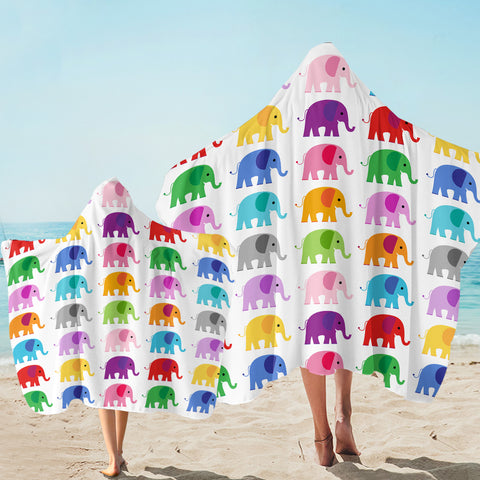 Image of Colorful Elephants SW2061 Hooded Towel