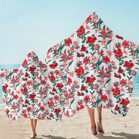 Image of Pretty Red Flowers SW2243 Hooded Towel