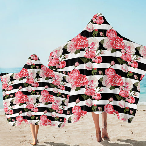 Image of Flower Stripes SW2484 Hooded Towel