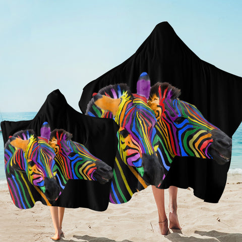 Image of Colorful Zebra Black SW1668 Hooded Towel