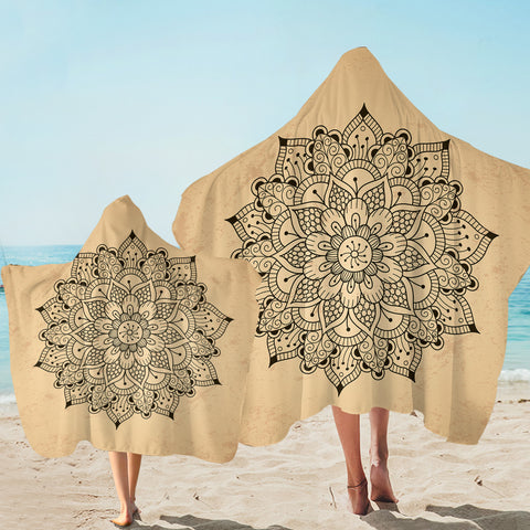 Image of Concentric Flower Tan SW1619 Hooded Towel