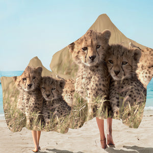 3D Cheetah Cubs SW2507 Hooded Towel