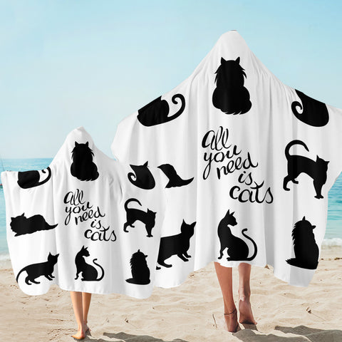 Image of All You Need Is Cats SW1847 Hooded Towel