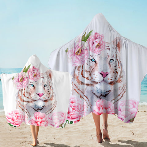 Image of Rosy Tiger White SW1631 Hooded Towel