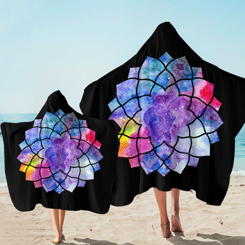 Image of Flower Motif Nebula SW1638 Hooded Towel