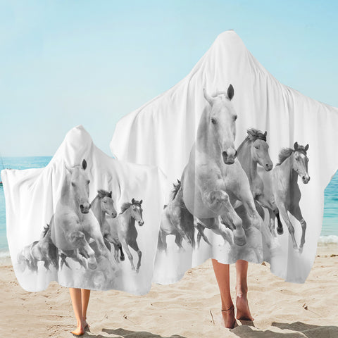 Image of B&W Horses SW2055 Hooded Towel