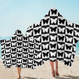 Checkerboard Butterflies SW2328 Hooded Towel