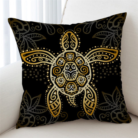 Image of Stylized Golden Turtle Cushion Cover - Beddingify