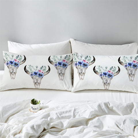 Image of Flowery Trophyhead White Pillowcase