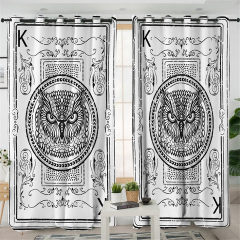 Image of Black Owl 2 Panel Curtains