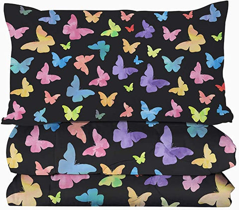 Image of 4 Pieces Colorful Butterflies Comforter Set - Beddingify