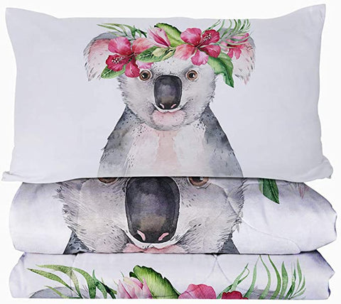 Image of 4 Pieces Cute Koala Comforter Set - Beddingify