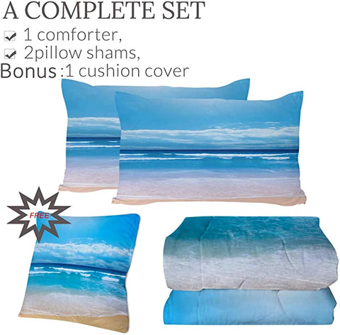 Image of 4 Pieces Sun Sand Sea Comforter Set - Beddingify