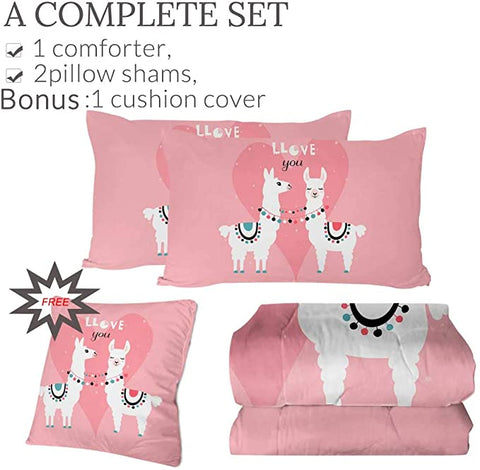Image of 4 Pieces Llove You Llamas Comforter Set - Beddingify