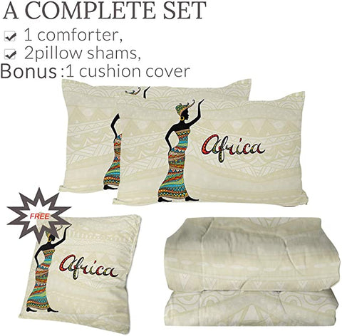 Image of 4 Pieces Traditional African Lady Comforter Set - Beddingify