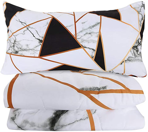 Image of 4 Pieces Marble Tiles Comforter Set - Beddingify