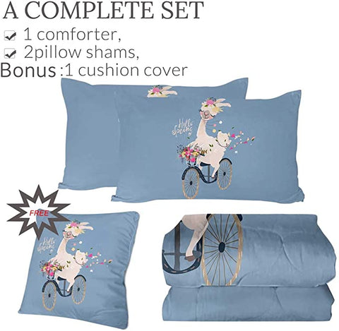 Image of 4 Pieces Hello Spring Llama Comforter Set - Beddingify